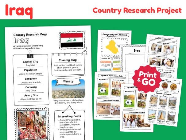 Iraq Country Study Worksheets | Geography & Culture