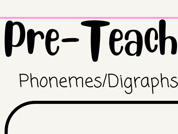 Pre Teach Sheet for 1:1 Reading