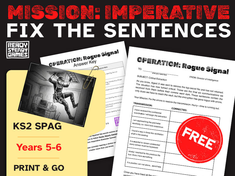 FREE KS2 SPaG Fix the Sentences | Mission: Imperative | Year 5 and 6