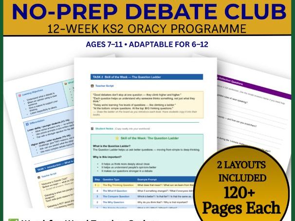 Debate Club Part 1 | 12-Week No-Prep KS2 Oracy, Rebuttal & Public Speaking