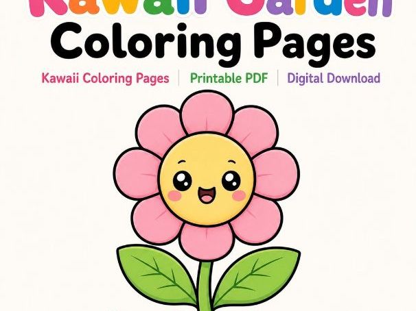 Kawaii Garden Coloring Pages | Kawaii Coloring Pages | Printable PDF | Digital Download
