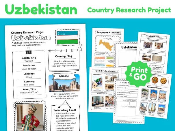 Uzbekistan Country Study Worksheets | Geography & Culture