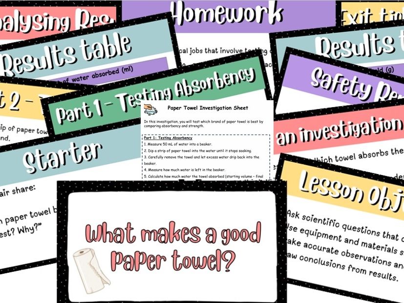 Year 7 Science Lesson Pack – What Makes a Good Paper Towel?