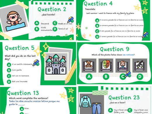 End of the Year Spanish Quiz – Viva 2 | Year 8 | Editable PowerPoint