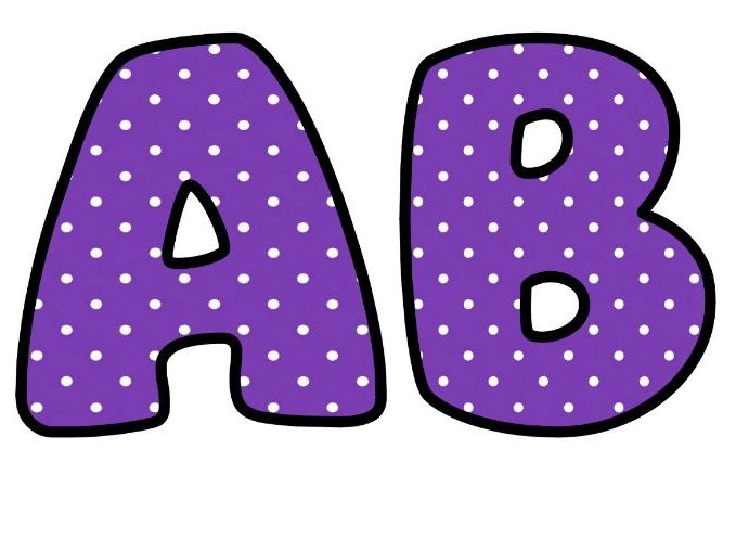 Purple Polkadot Bubble Letters | Polka Dot Bulletin Board Letters | Printable Alphabet A-Z and 0-9