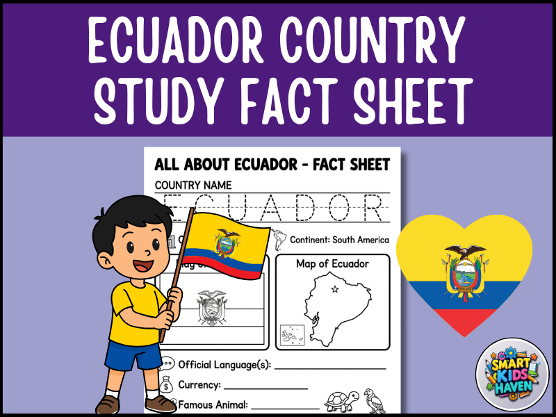 Ecuador Map and Flag Country Study Research Project Worksheet Geography Activity