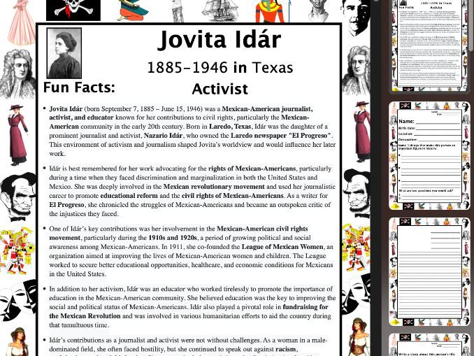 Jovita Idár PACKET & ACTIVITIES, Important Historical Figures Series