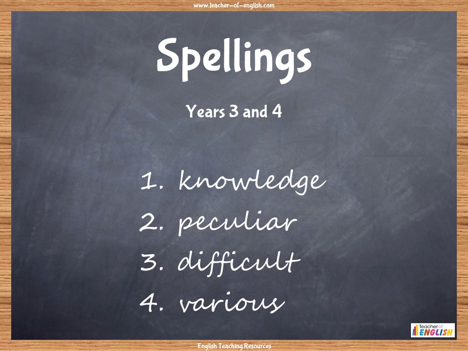 Spellings - Year 3 and 4