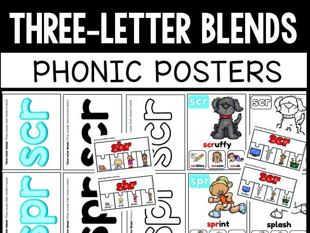 Three-Letter Blends Posters & Puzzles - Phonics Consonant Clusters
