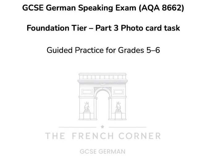 GCSE German Speaking Exam (AQA 8662) Foundation Tier 2026 – Part 3 Photo card task