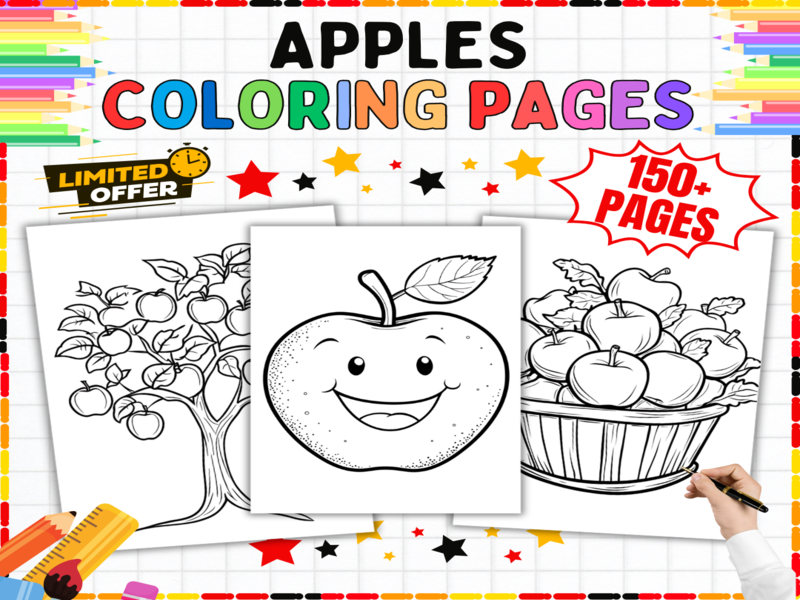 Apples Colouring Pages | 150+ Autumn Harvest Printable Activities for Creative Learning