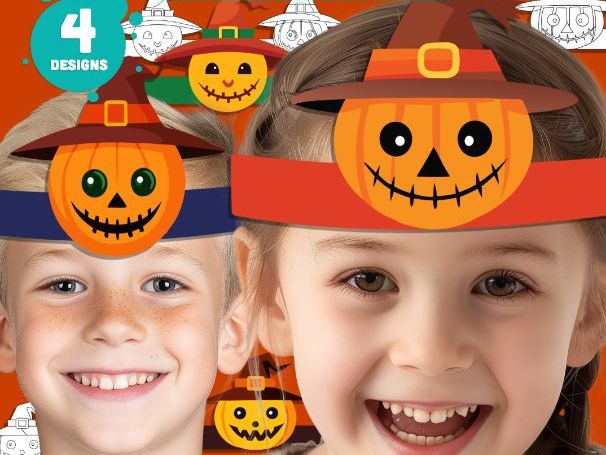 Scarecrow Crown Craft, Printable Hat & Headband, Pre-Colored and Black & White, 4 Designs