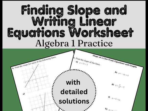 Finding Slope and Writing Linear Equations Worksheet | Algebra 1 Practice