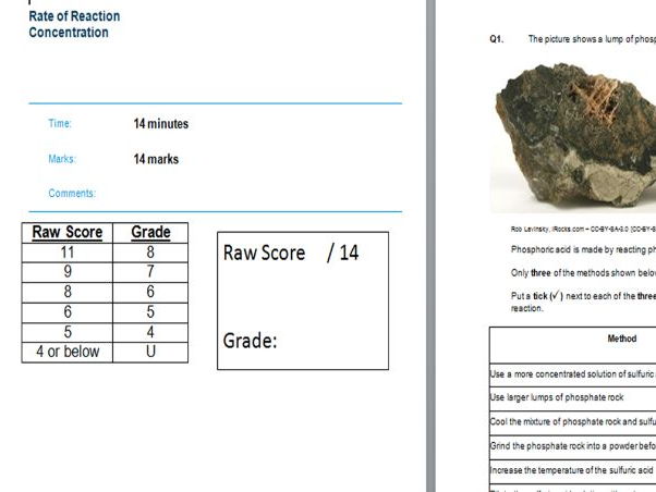 Rate of Reaction - Concentration - Exam Questions