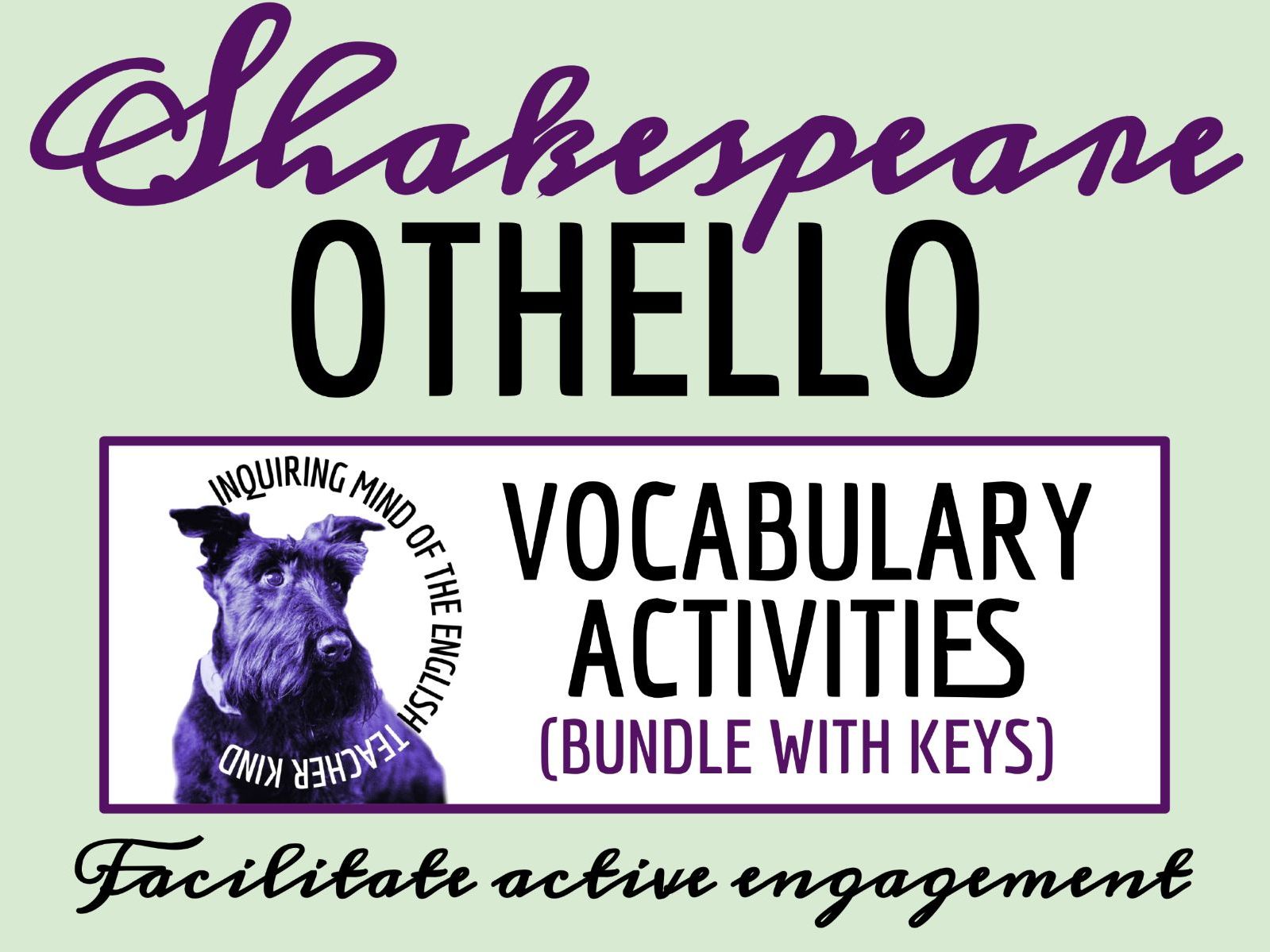 Othello Vocabulary Games Bundle (Crossword Puzzles, Word Searches, and Application Worksheets)
