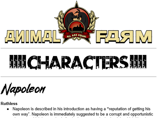 Grade 9 Animal Farm Notes