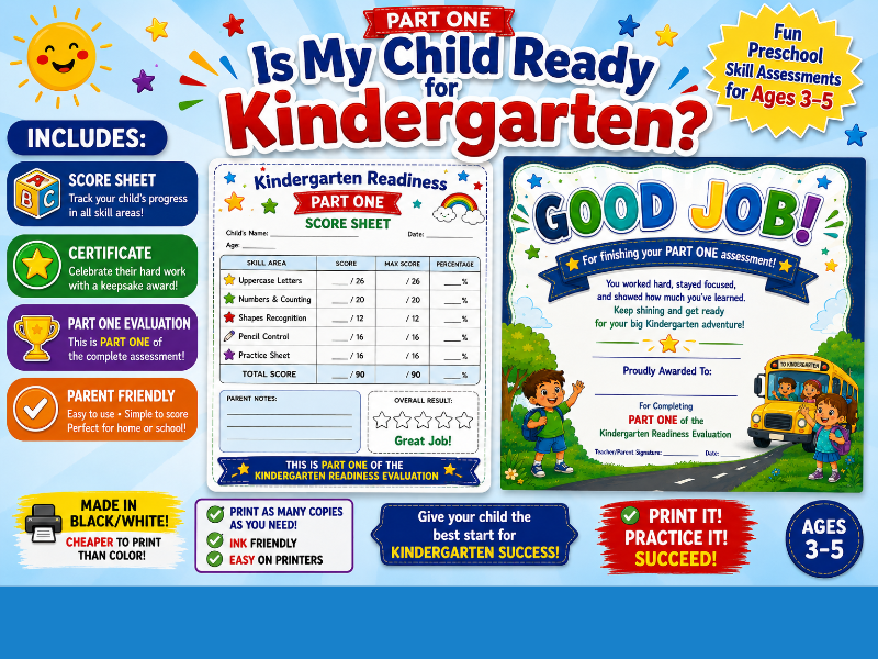 Is My Child Ready for Kindergarten? Part One is a fun and engaging Pre-K to Kindergarten readiness