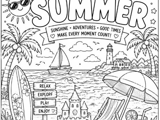 Summer Season Colouring Page