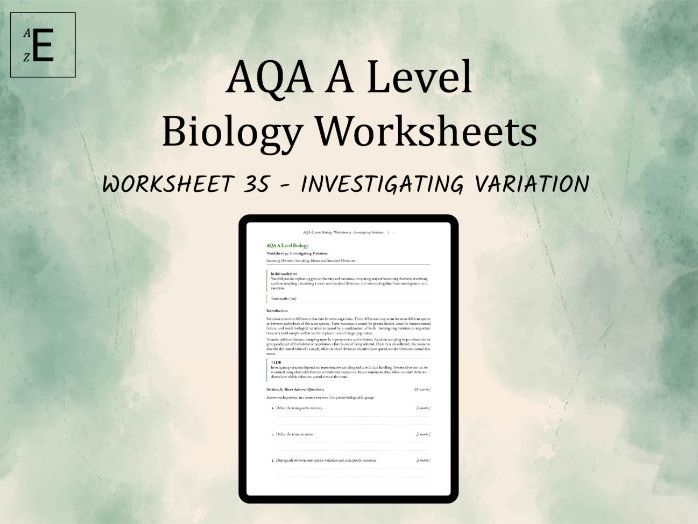 AQA A Level Biology Worksheet 35 - Investigating Variation