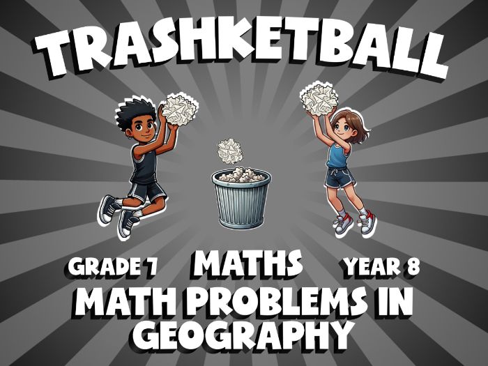 Math Problems in Geography TRASHKETBALL Maths Game | No-Prep Year 8 Review Activity