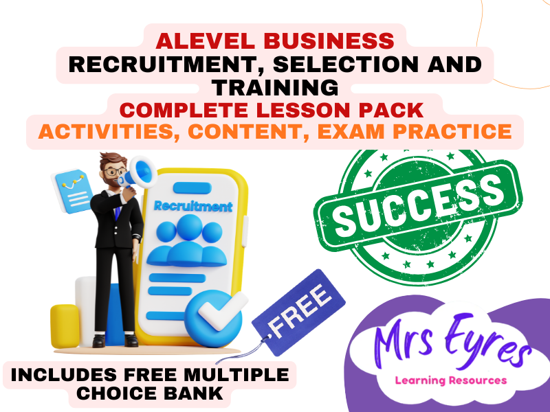 A Level Business Lesson Pack: 1.4.2 Recruitment, Selection and Training Complete Teaching Resource w