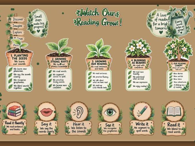 Botanical Themed Phonics and Reading Display