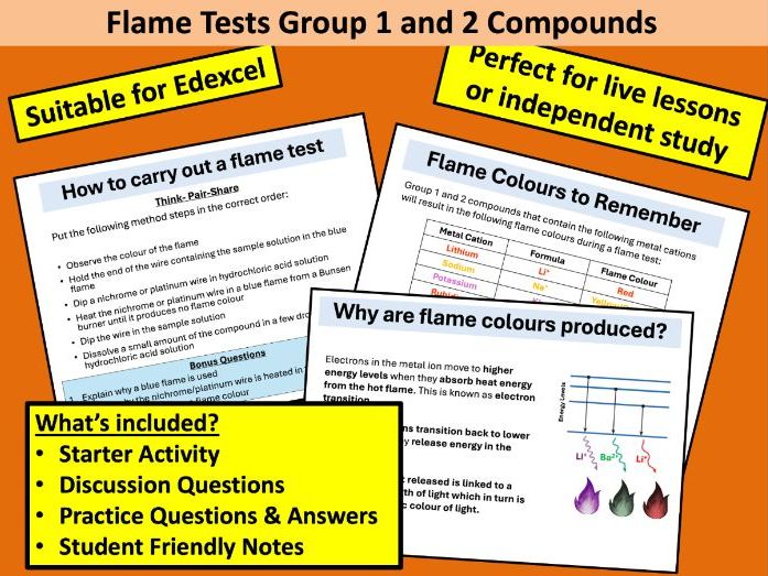 Flame Tests Group 1 and 2 Compounds