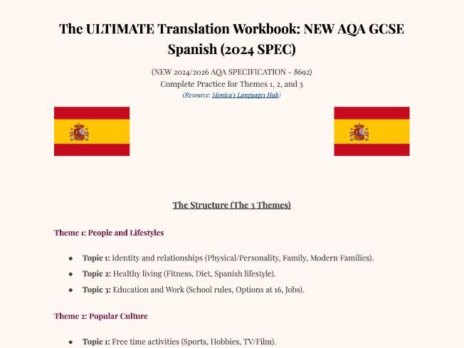 The ULTIMATE Translation Workbook: NEW AQA GCSE Spanish (2024 SPEC)