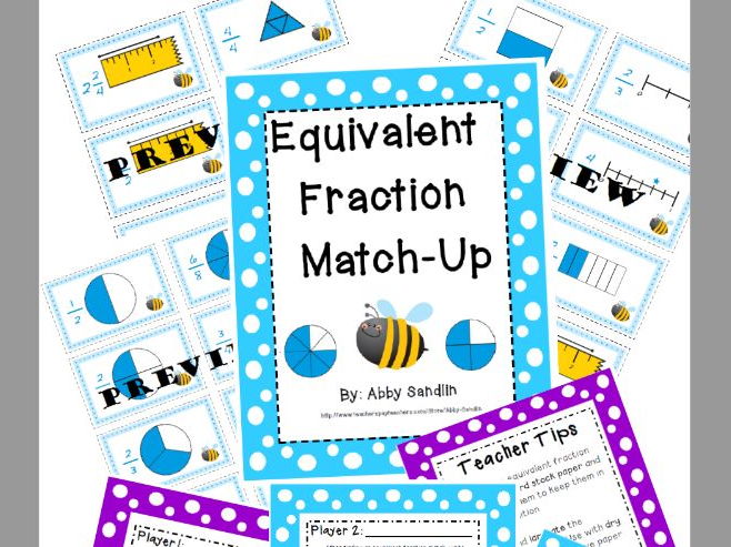 Equivalent Fraction Match Up - Aligned with Common Core {3.NF.a & 3.NF.b}