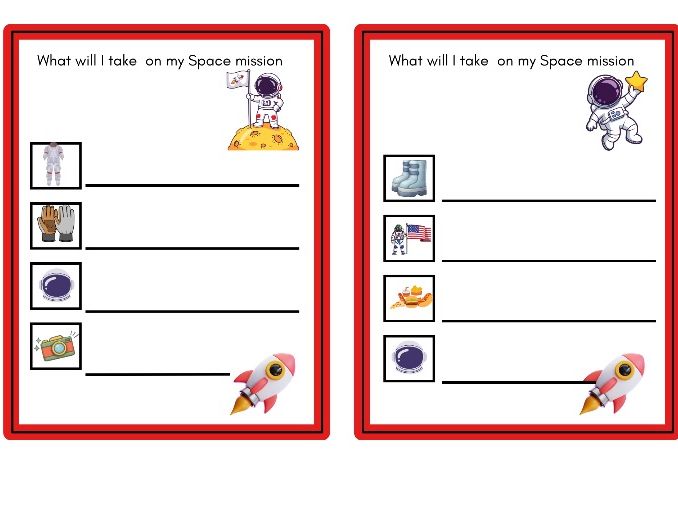 Space Mission Writing Sheets & Word Bank