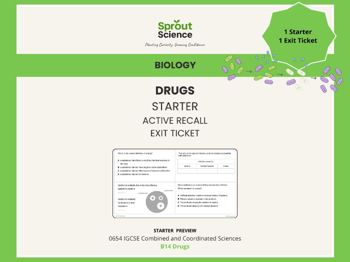 B14 Drugs | Starter Activities & Exit Tickets | IGCSE Biology