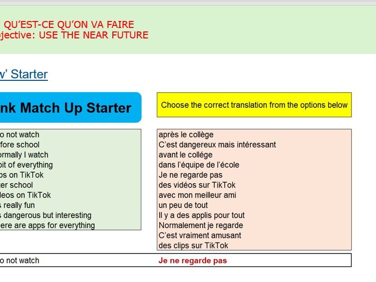 NEW GCSE AQA FOUNDATION MODULE 1 UNIT 4 Qu'est-ce qu'on va faire?