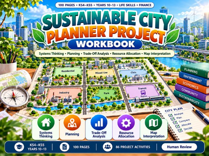 Sustainable City Planner Project Workbook | KS4–KS5 | 100 Pages