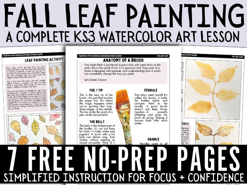 KS3 Art: Watercolour Autumn Leaf Painting – Full Lesson & Worksheet Pack