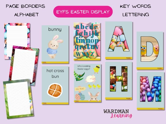 Easter display resources vocabulary page borders alphabet