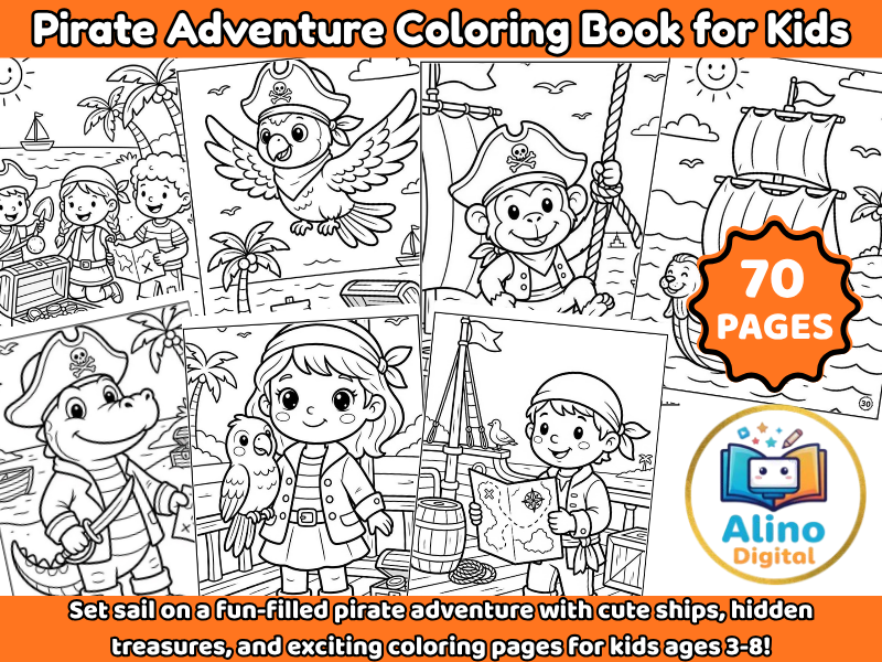Pirate Adventure Coloring Book for Kids