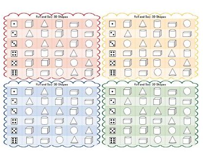 Roll and Say 3D Shapes Maths Dice Game