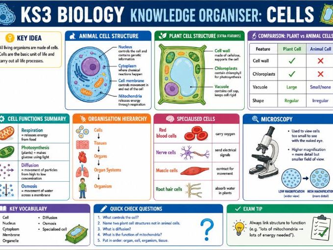 KS3 Biology Knowledge Organiser: Cells
