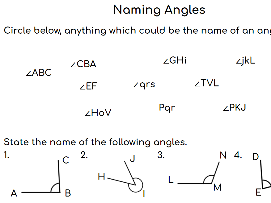 Naming Angles Teaching Resources