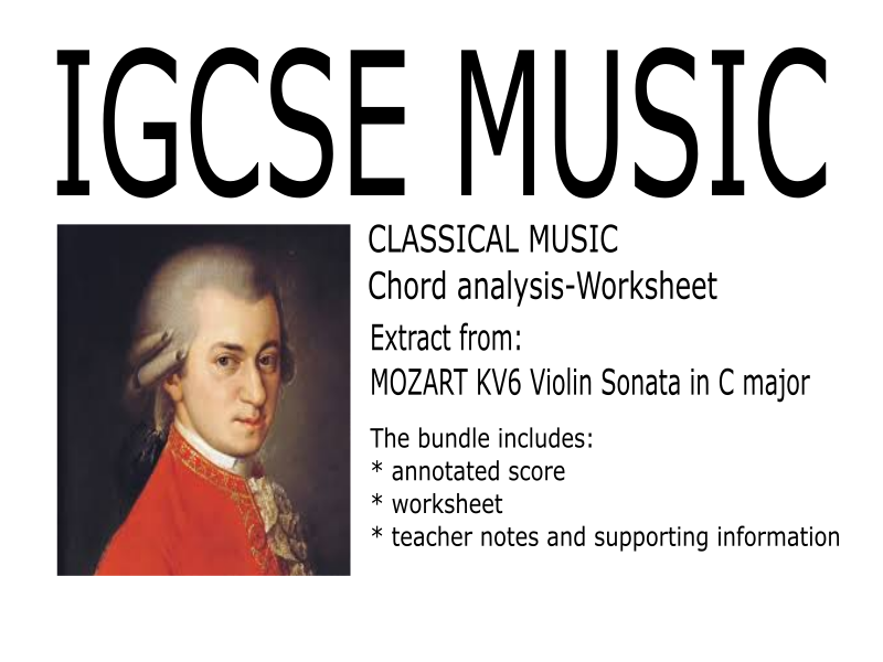 IGCSE Music - Classical music - Chord analysis - Mozart KV6 - Bundle