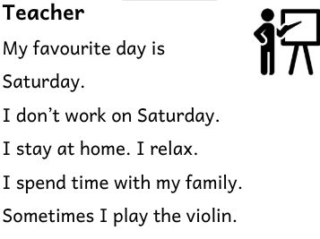My Favourite Day Narrow Reading ESOL Entry 1 ESL A1