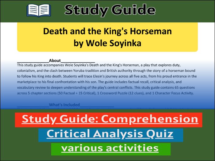 Study Guide for  Death and the King's Horseman & Comprehension ����Vlogt