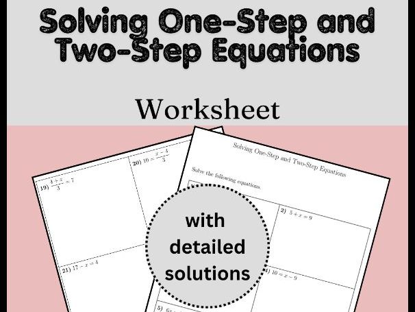 Solving One-Step and Two-Step Equations Worksheet (with solutions)