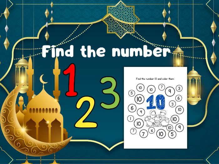 Ramadan Find the Number & Color Worksheets