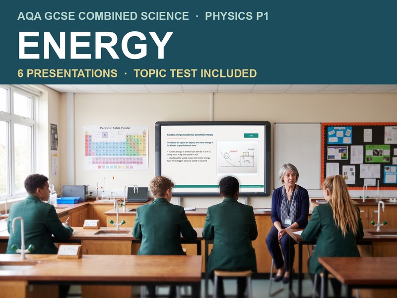 AQA GCSE Combined Science Physics P1 Energy | 6 Lesson Presentations and Topic Test