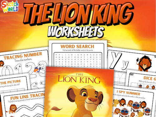 Lion-Themed Preschool Activity Pack – Tracing, Matching, Mazes & More