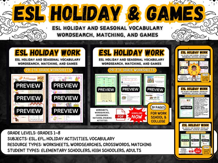 ESL Summer Vocabulary Worksheets