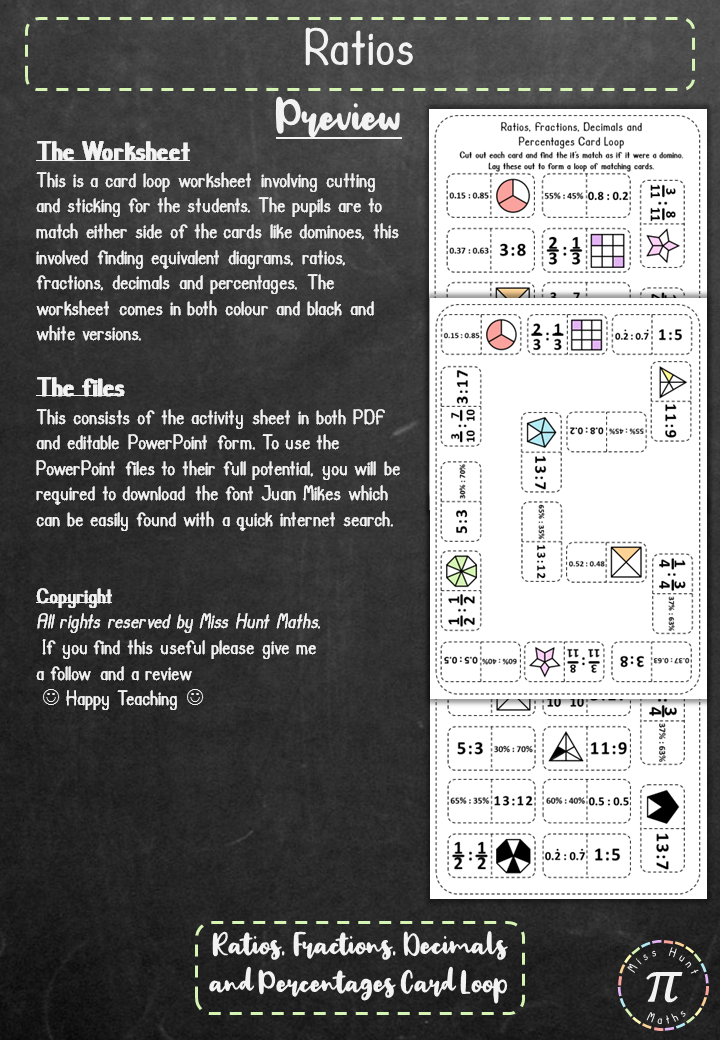 Ratios Ratios Fractions Decimals And Percentages Card Loop