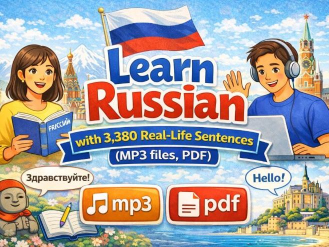 Learn Russian with 3,380 Real-Life Sentences(MP3 files, PDF)