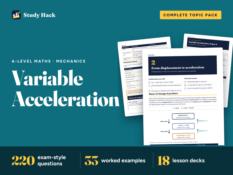 A-level Maths Variable Acceleration Complete Pack: Calculus in Kinematics